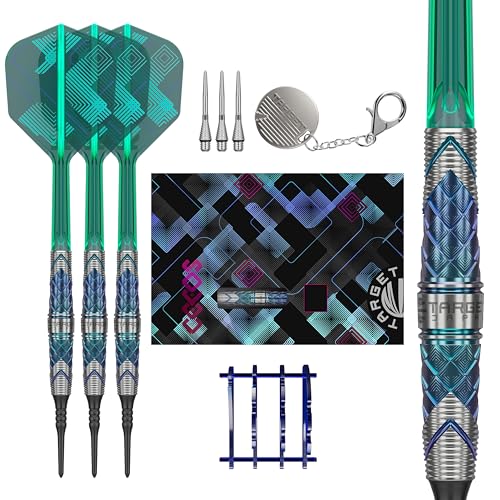 Target Japan Kaze Series Ceros Soft Darts with K-Flex, 18g/19g (01/02/03) | 90% Tungsten Dart Set, K-Flex Flights and Shafts, 2BA Pixel Points, Steelpoint Conversion Points, Storage Case - style: Barrel 01 (18G)