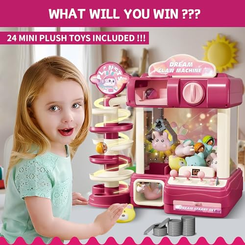 Claw Machine for Kids, Mini Vending Machine Toys for Girls, Arcade Game Toy for Ages 8-13, Electronic Claw Game Machine for Party with Lights Sound, Birthday Gifts for Ages 4+ - style: 2-in-1 Large Candy Dream