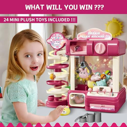 Claw Machine for Kids, Mini Vending Machine Toys for Girls, Arcade Game Toy for Ages 8-13, Electronic Claw Game Machine for Party with Lights Sound, Birthday Gifts for Ages 4+ - style: 2-in-1 Large Candy Dream