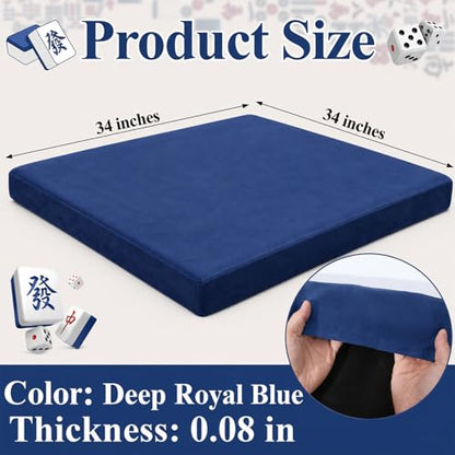 party greeting Game Table Cover for Square Tables Game Tablecover Folding Elastic Contraction Felt Gaming Mat for Card Playing Poker Cards Mahjong Puzzles Board Games (Blue 34 x 34 Inch) - color: Blue