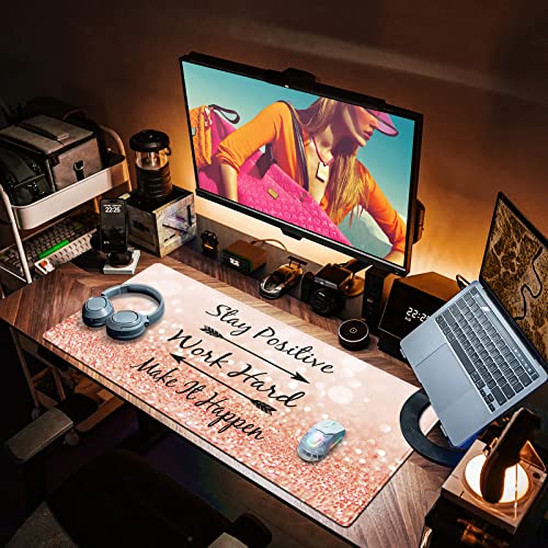 Canjoy Gaming Mouse Pad, Large Extended Mouse Pad Big Computer Mousepad for Home Office Gaming Work 31.5x15.7inch - color: Champagne-stay Positive
