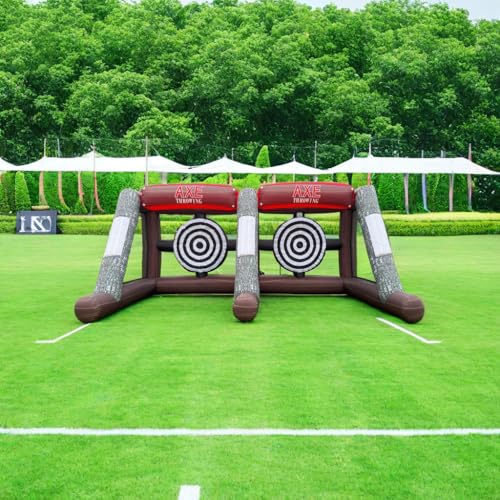Inflatable Axe Throwing Game Inflatable Toss Target Dart Board with Blower, Axe Throwing Set Commercial Grade Rental Game Outdoor Indoor - style: Double AXE