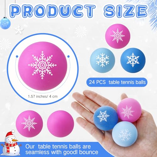 Soulchen Christmas Table Tennis Balls Bulk 40 mm Xmas Table Tennis Ball Novelty Funny Snowballs Toys Accessories for Christmas Game Birthday Gift Xmas Party Decorations