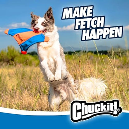 Chuckit! Flying Squirrel Fetch Dog Toy - Water Floating Flyer - Soft and Durable Polyester Canvas Construction - For Medium Dogs - Size Medium - 9.5-inch Diameter - Pack of 1 - Orange and Blue - size: Medium