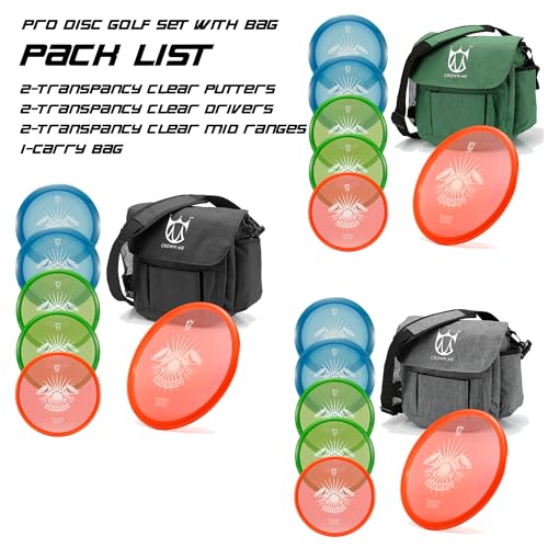 CROWN ME PDGA Aprroved Disc Golf Pro Set with Bag and 6 Discs - color: Grey