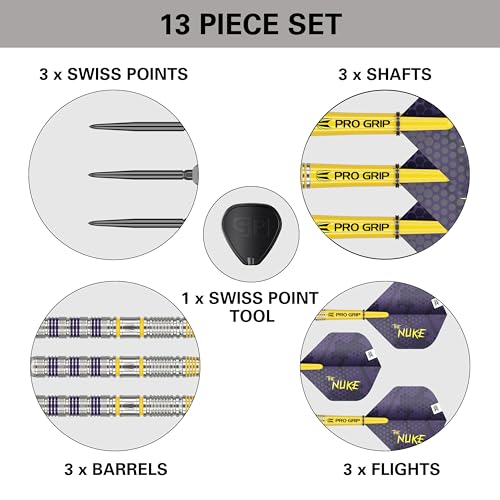 Target Darts Luke Littler Loadout Steel Tip Swiss Point Darts, 90% Tungsten Dart, 22G/23G/24G | Steel Tip Dart Set, Player Edition Swiss Points Dart Sets with Tool, Pro Grip Shafts & No.2 Flights - size: 22G