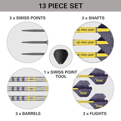 Target Darts Luke Littler Loadout Steel Tip Swiss Point Darts, 90% Tungsten Dart, 22G/23G/24G | Steel Tip Dart Set, Player Edition Swiss Points Dart Sets with Tool, Pro Grip Shafts & No.2 Flights - size: 23G