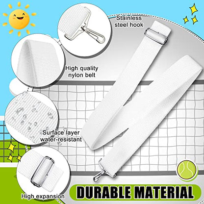 2 Pack Tennis Net Center Strap with Stainless Steel Buckle, Court Anchor Strap for Tournament Training
