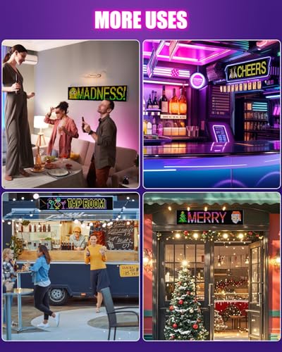 35"*8" Flexible Advertising LED Sign with 21-Key Remote and APP Control,Custom Animations, Patterns & Text,for Store,Hotel,School,Bar - size: 35"*8"