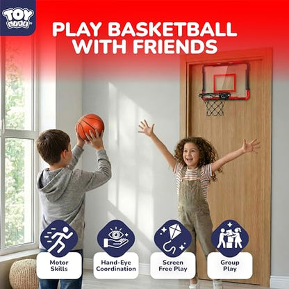 TOY Life Basketball Hoop Over The Door Basketball Hoop Room Office Mini Hoop Basketballs Hoop Indoor Kids Teens Adults Basketball Toy Basketball Goal with 4 Balls - color: Black-Classic
