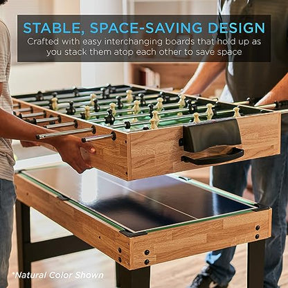 Best Choice Products 2x4ft Combo Game Table Set for Home, Game Room, Friends & Family w/Hockey, Foosball, Pool, Shuffleboard, Ping Pong, Chess, Checkers, Bowling, and Backgammon - color: Walnut