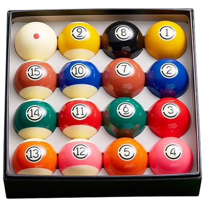 Premium Billiard Balls Set, 2-1/4" Regulation Size Pool Table Balls, Polyester Material American Billiards, One Box Contains 16 Ball