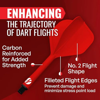 Shot! Darts Flight Deck One Piece Dart Flight and Shaft System, Reduced Deflections, Standard Shaped Flight (350 Micron) Available in Set of 3 - color: Red, size: Inbetween