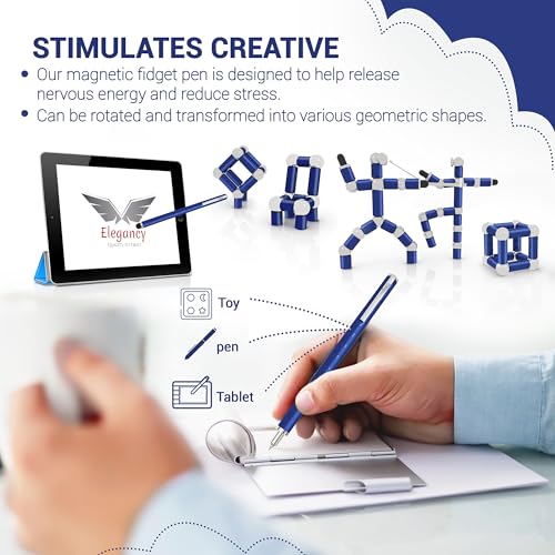 Fidget Pen Unique Fidget Toys Magnet Gel Pen Gadget for Men, Creative Stress Relief Office Desk Tool, Innovative Gift for Teenagers, Adults Magnetic Pen - color: Blue
