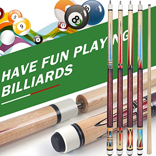 AKLOT Pool Cues | Set of 4 Pool Cue Sticks Made Canadian Maple Wood | Unique Design and Durable Cue Stick for Professional Billiard Players