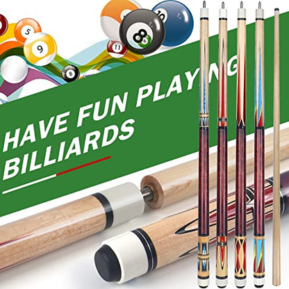 AKLOT Pool Cues | Set of 4 Pool Cue Sticks Made Canadian Maple Wood | Unique Design and Durable Cue Stick for Professional Billiard Players