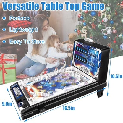 Electronic Tabletop Pinball Game Classic Pinball Toy with Lights Sounds and Scorer Retro Pinballs Machine Desktop Pinballs Game for Family Kids
