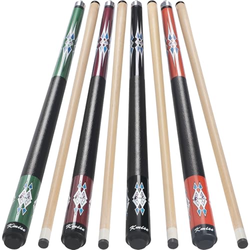 Kmise Pool Cue Stick Set,4 Colors Canadian Maple Cue,Pool Sticks for Adults,Tacos de Billar 18 19 20 21oz for Beginner - color: 4 Sets(18oz Green,19oz Red,20oz Black,21oz Orange), size: 18 19 20 21 oz