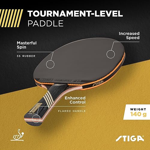 STIGA Bullet Ping Pong Paddle – 5-ply Extra Light Blade – 2mm Premium Sponge – Flared Handle for Masterful Grip – Performance Table Tennis Racket for Competitive Play - style: Bullet