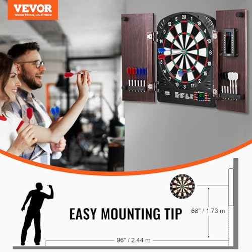 VEVOR Dart Board Cabinet Set, Multiple Styles Ready-to-Play Bundle Official Size, Steel Tip Dart Hideaway Cabinet, Features Easy Assembly, Complete with All Accessories, Perfect for Cricket Games - size: 35.3" x 20" x 2.7", style: Electronic Style