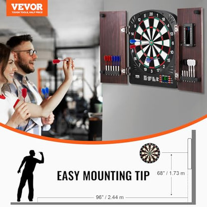 VEVOR Dart Board Cabinet Set, Multiple Styles Ready-to-Play Bundle Official Size, Steel Tip Dart Hideaway Cabinet, Features Easy Assembly, Complete with All Accessories, Perfect for Cricket Games - size: 35.3" x 20" x 2.7", style: Electronic Style