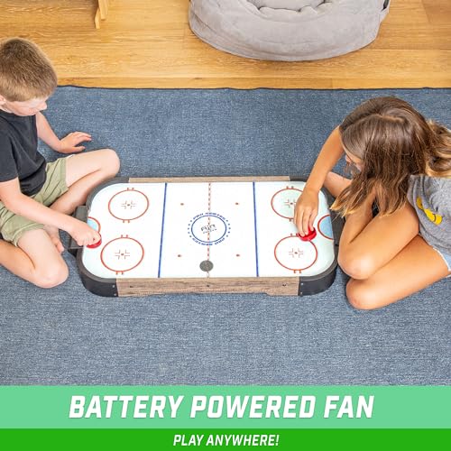 GoSports 30 Inch Table Top Air Hockey Game for Kids - Portable, Battery Operated Game Table - Oak - color: Oak
