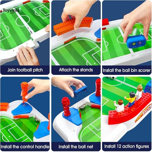 Soccer Board Game for Kids, Mini Football Table Game with 12 Player Figures, 3 Soccer Balls & Goal Bell, Foosball Board Game for 3 4 5 6 7 8 9 10 11 12 Year Old Boys and Girls