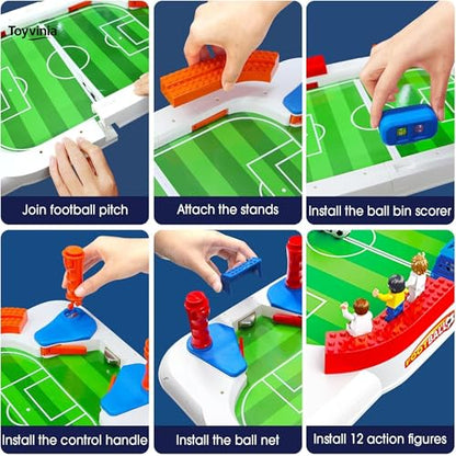 Soccer Board Game for Kids, Mini Football Table Game with 12 Player Figures, 3 Soccer Balls & Goal Bell, Foosball Board Game for 3 4 5 6 7 8 9 10 11 12 Year Old Boys and Girls