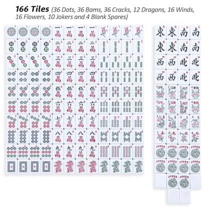 American Mahjong Game Set, 166 Light Green Tiles, 4 All-in-One Transparent Racks/Pushers, Complete Mahjong Tile Set, Light Blue Carrying Bag - color: Light Blue