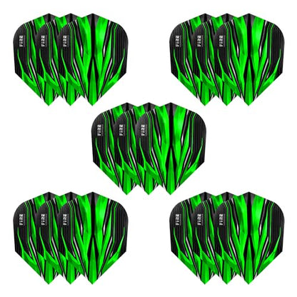 Harrows Fire Dart Flights | 5 x Sets Darts Flights (15 Flights Total) I 100 Micron Dart Flights I Premium Extra Strong Made in UK I Professional Darts Accessories I Green Dart Flights - color: Green