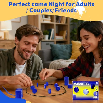 Magnetic Chess Game with Stones, 24 Piece Magnet Game with String for Kids & Adults, Puzzle Strategy Board Games for Family Night, Travel, Party & Camping﻿