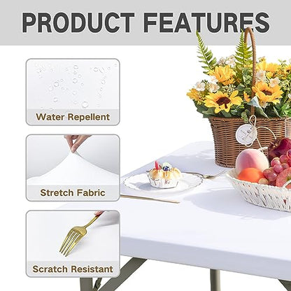 Square Fitted Table Cover Elastic Tablecloth Stretch Spandex Table Top Cover Table Topper Cap for Dining Kitchen Home Party White 34X34 Inch - color: White, size: 34" x 34" (Square)