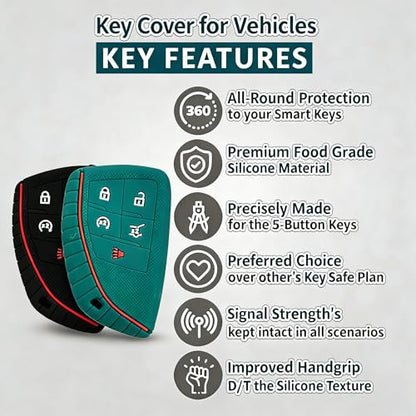 Silicone Key Fob Cover 2 Pack, Key Protector - 360° Key Protection Case for Chevrolet 2020-2026 Trailblazer/Equinox/Malibu, Anti-Scratch Silicone Key Cover (Black/Green) - color: Black/Green