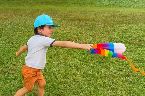 TFORESTER The Original 90s Throw & Catch Game, Flies 50+ Yards, Leather Baseball & Tri‑Color Nylon Tail, Ages 8-Football-Red - color: Football-red