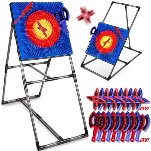 Axe Throwing Game for Backyard, Axe Throwing Target Set with 20 Throwing Axes Outdoor Games Indoor Carnival Yard Lawn Backyard Games for Age 6-12