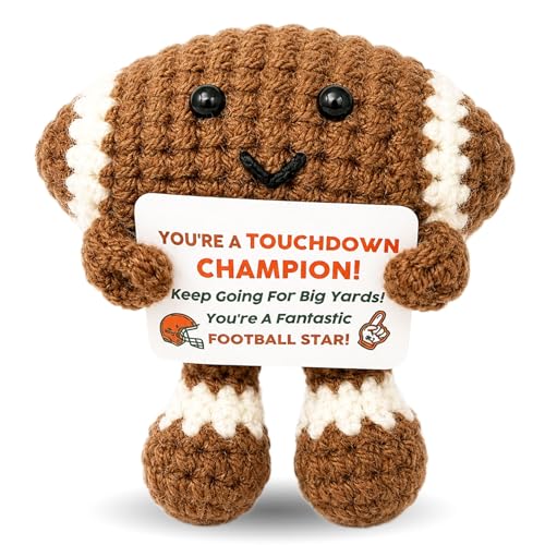 Funny Crochet Mini Football Gifts for Football Lovers, Positive Emotional Support Footballs Decor for Men Women, Handmade Knitted Footballs Keepsake Birthday Gift for Friends Coworker Team Fans - color: Football