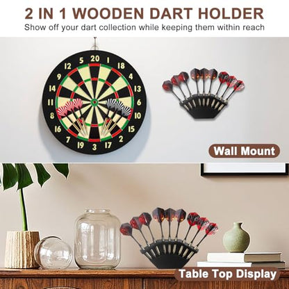 2 in 1 Dart Holder and Wall Dart Holder Made of Wood, Dart Holder, High-Quality Dart Holder, Presentation Display Darts Rack, Dart Holder, Premium Dart Accessories - color: black