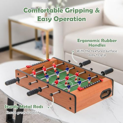 Goplus Foosball Table, 20 Inch Mini Tabletop Soccer Table with 2 Balls, Score Keepers, Portable Football Table for Kids, Family Night, Game Rooms