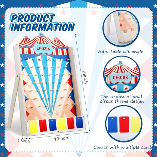 Fulmoon Disk Drop Game with 10 Disks Fun Carnival Game Circus Theme Party Games Wood Family Board Games for Carnival Party Decorations Birthday Supplies Activities 15.7 x 10 Inch(Classic Circus)