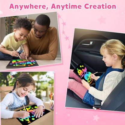 ZMLM Scratch Paper Art Craft: 2 Pack Rainbow Scratch Set for 3 4 5 6 7 8 9 10 Years Old Girls Boys Students Drawing Coloring Black Magic Art Supplies Kits Gifts School Birthday Party Toys (Mermaid) - style: Mermaid