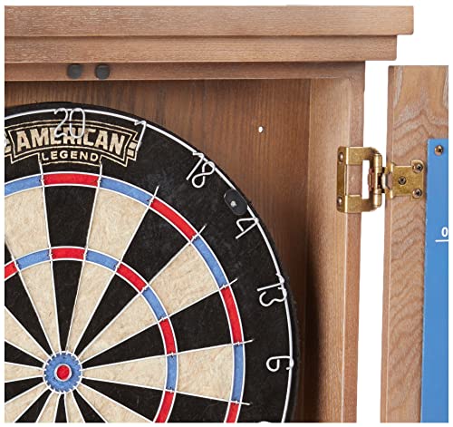 American Legend Charleston Solid Wood Bristle Dartboard Cabinet Set - Includes 18” dartboard and 6 steel tip darts