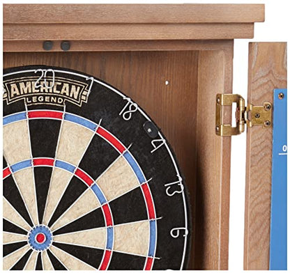 American Legend Charleston Solid Wood Bristle Dartboard Cabinet Set - Includes 18” dartboard and 6 steel tip darts