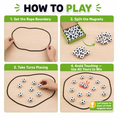 POSOUL 20 Balls Magnetic Game with String, Soccer-Themed Magnet Board Set | Portable Tabletop Strategy Toy for Parties, Travel and Camping, Gift for Kids Ages 3+ and Adults