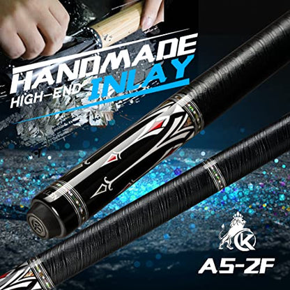KONLLEN 58 Inch 19oz Carbon Fiber Pool Cue Stick | low deflection,10.5/11.5/12.5mm tips,weight-adjustable design,3/8x8 joint,handcrafted inlay,premium handle - color: AS-2F-12.5mm