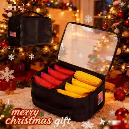 Cornhole Bags Carrying Case Holds Up to 8 Bags, Cornhole Bean Bags Carry Bag Holder with Padded Divider, Flag Patch Area and Portable Handle,Holder for Cornhole Game Enthusiast (Bag Only)