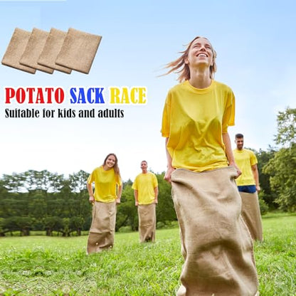 12 Pcs Summer Potato Sack Race Bags Outdoor Lawn Game with Egg and Spoon Running Game, 3 Legged Relay Race Band Carnival Play Outside Backyard Field Day Birthday Party Plays for Adult, Family, Company