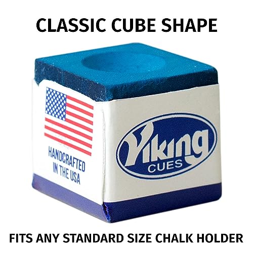 Viking Pool Cue Chalk Blue 12 Pack | Billiard Pool Stick Chalk for Home, Bar, and Tournament Use