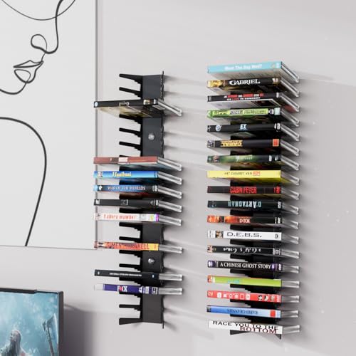 Video Game Wall Mount Organizer, 4 Piece Set, 72 Disc Capacity, Multi-Size Slots for PS5/PS4/Xbox/Switch Games, Black (4)