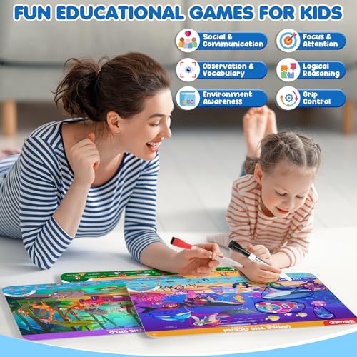 Search and Find Activity Books for Kids Ages 3-5, Travel Games Toys for Car Airplane, Road Trip Activities for Kids Games 4-8, Preschool Learning Activities, Educational Seek Game,Gifts for Boys Girls - style: Mixed Themes