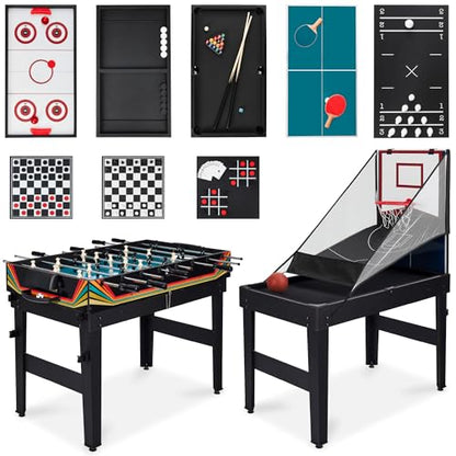 Best Choice Products Combo Game Table Set for Home, Game Room, Friends & Family w/Ping Pong, Foosball, Basketball, Air Hockey, Archery, Chess, Checkers, Shuffleboard, Bowling - color: Arcade